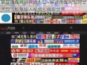 麻豆传煤网站网址入口—麻豆传媒网站网址入口：畅享成人视频的精彩世界