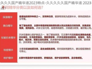 久久久久久国产精华液2023特点-久久久久久国产精华液 2023 有哪些特点？