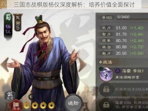 三国志战棋版杨仪深度解析：培养价值全面探讨