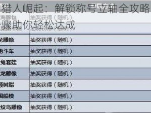 怪物猎人崛起：解锁称号立轴全攻略：详细步骤助你轻松达成