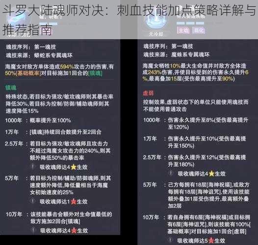 斗罗大陆魂师对决：刺血技能加点策略详解与推荐指南