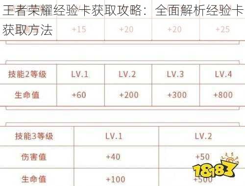 王者荣耀经验卡获取攻略：全面解析经验卡获取方法