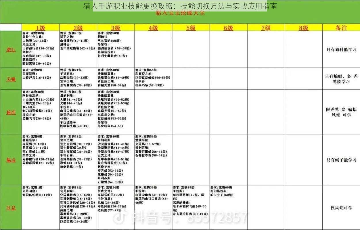 猎人手游职业技能更换攻略：技能切换方法与实战应用指南