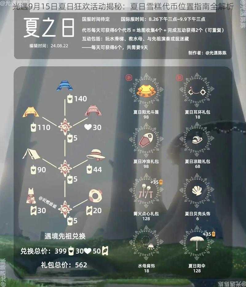 光遇9月15日夏日狂欢活动揭秘：夏日雪糕代币位置指南全解析