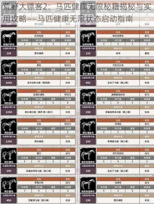 荒野大镖客2：马匹健康无限秘籍揭秘与实用攻略——马匹健康无限状态启动指南