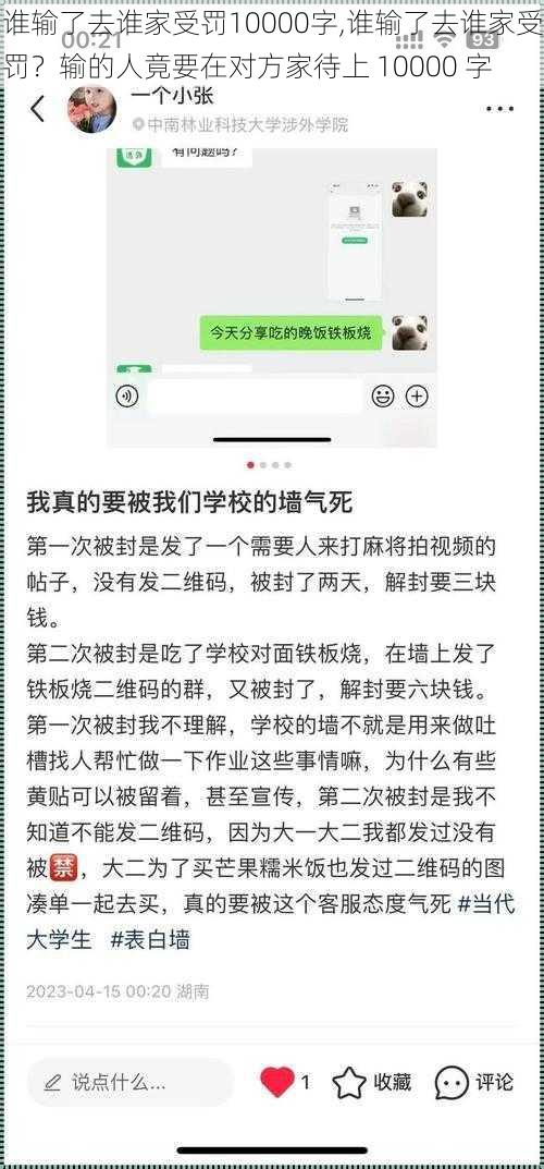 谁输了去谁家受罚10000字,谁输了去谁家受罚？输的人竟要在对方家待上 10000 字