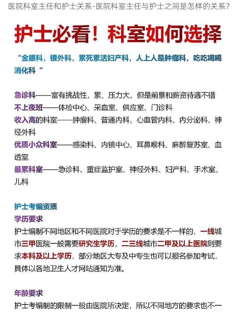 医院科室主任和护士关系-医院科室主任与护士之间是怎样的关系？