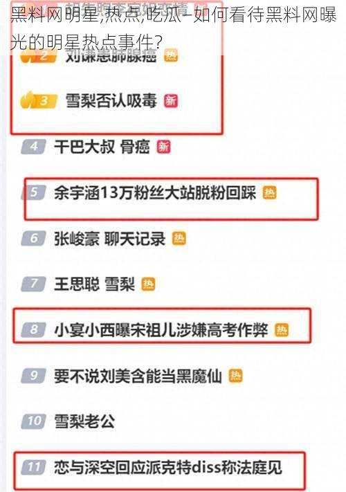 黑料网明星,热点,吃瓜—如何看待黑料网曝光的明星热点事件？