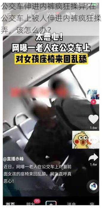 公交车伸进内裤疯狂揉弄;在公交车上被人伸进内裤疯狂揉弄，该怎么办？