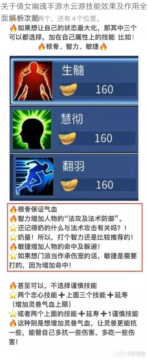 关于倩女幽魂手游水云游技能效果及作用全面解析攻略