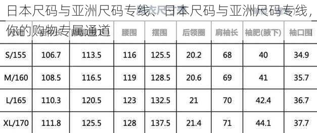 日本尺码与亚洲尺码专线、日本尺码与亚洲尺码专线，你的购物专属通道