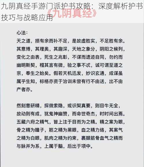 九阴真经手游门派护书攻略：深度解析护书技巧与战略应用