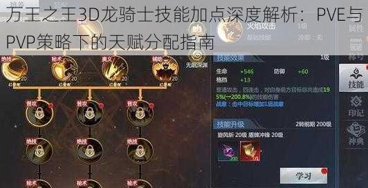 万王之王3D龙骑士技能加点深度解析：PVE与PVP策略下的天赋分配指南