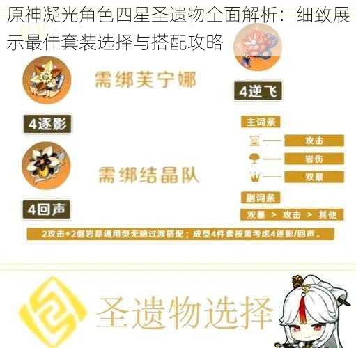 原神凝光角色四星圣遗物全面解析：细致展示最佳套装选择与搭配攻略